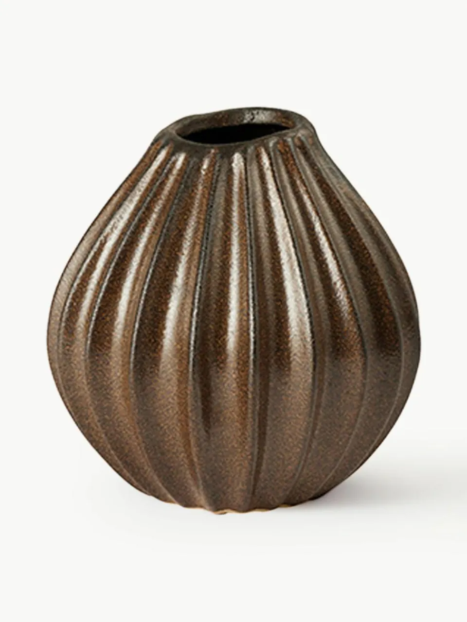 Broste Copenhagen Handgefertigte Vase Wide mit reaktiver Glasur, H 15 cm