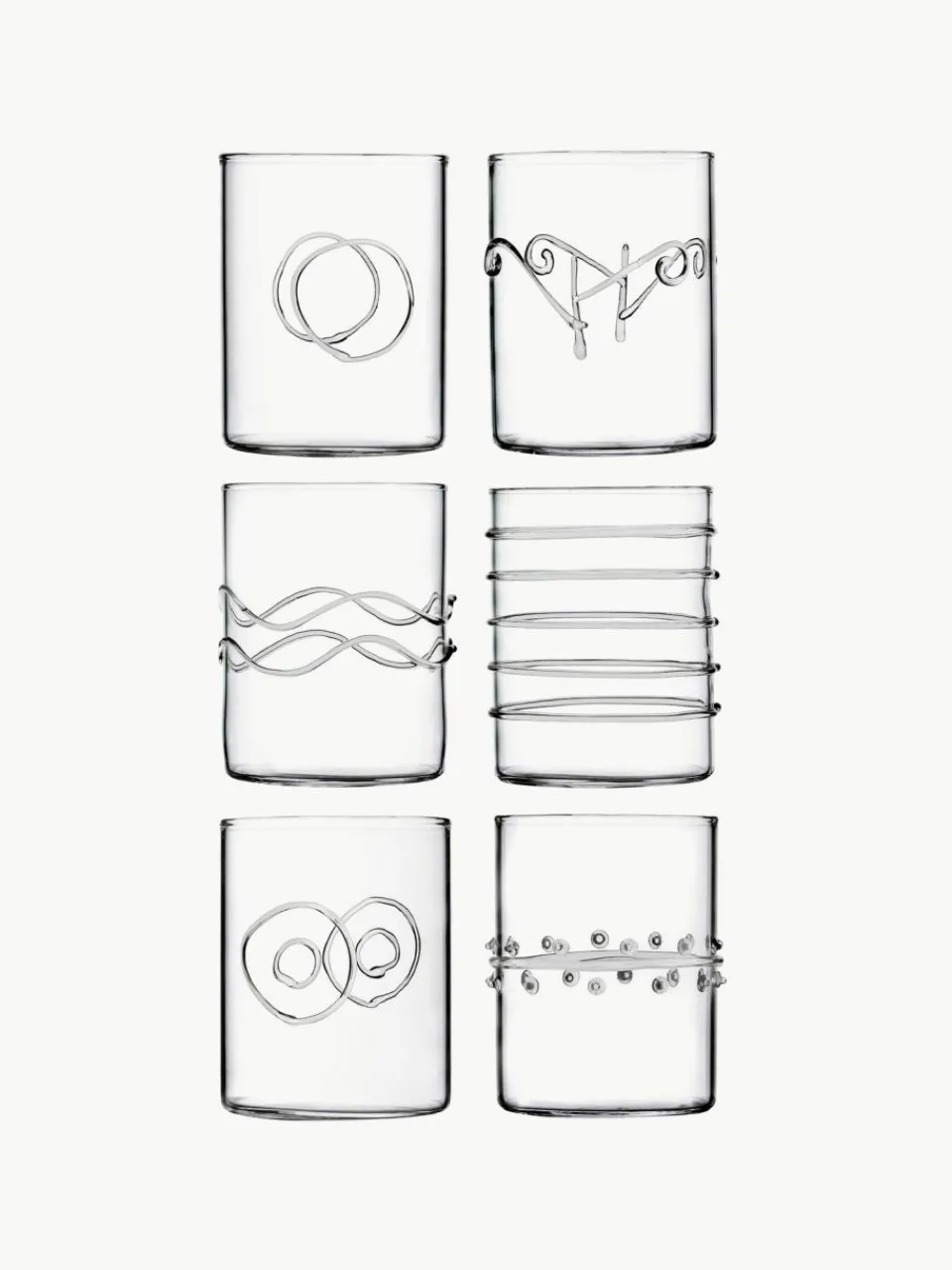 Ichendorf Handgefertigte Wassergläser Deco' Clear, 6er-Set