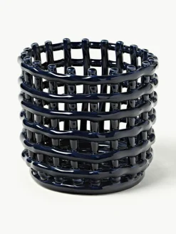 ferm LIVING Handgefertigter Aufbewahrungskorb Nalan aus Keramik, H 15 cm