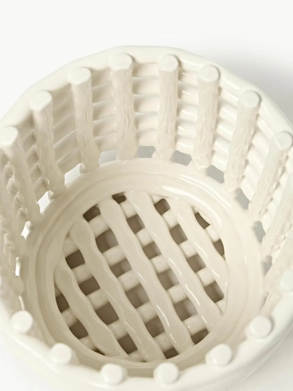 ferm LIVING Handgefertigter Aufbewahrungskorb Nalan aus Keramik, H 15 cm