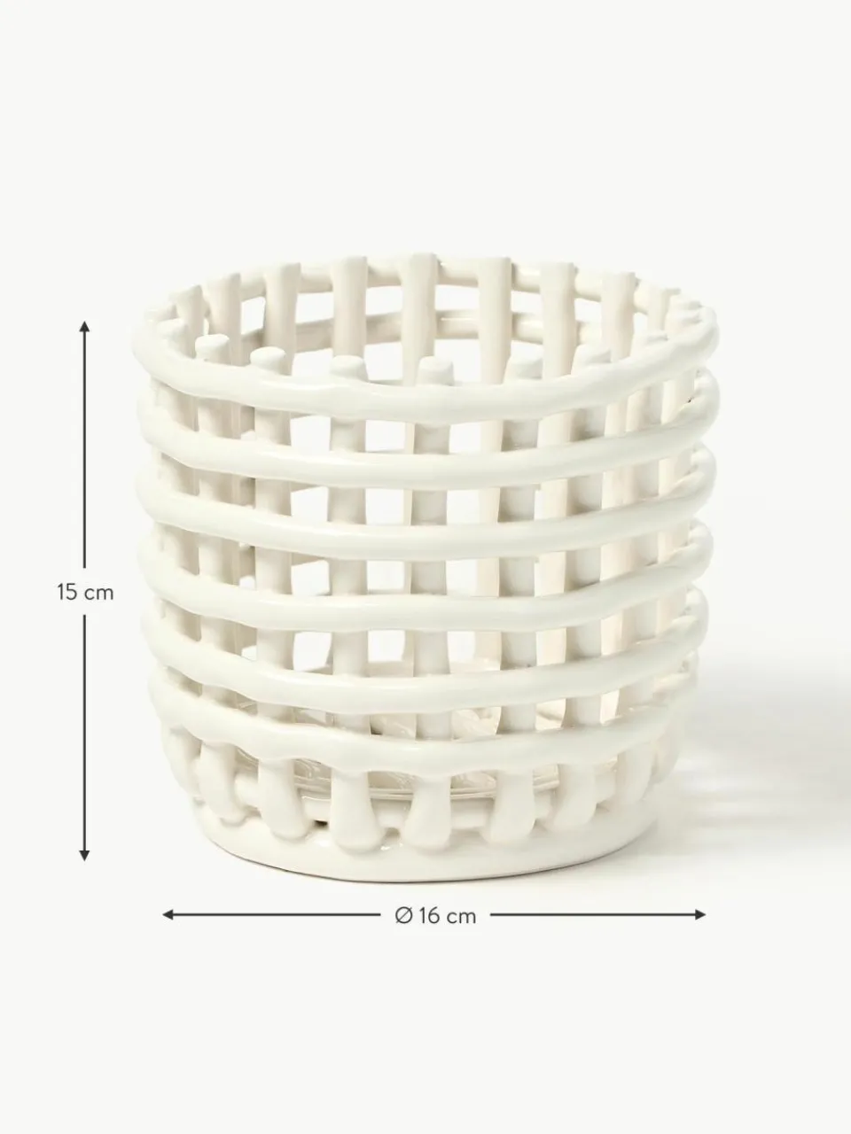 ferm LIVING Handgefertigter Aufbewahrungskorb Nalan aus Keramik, H 15 cm
