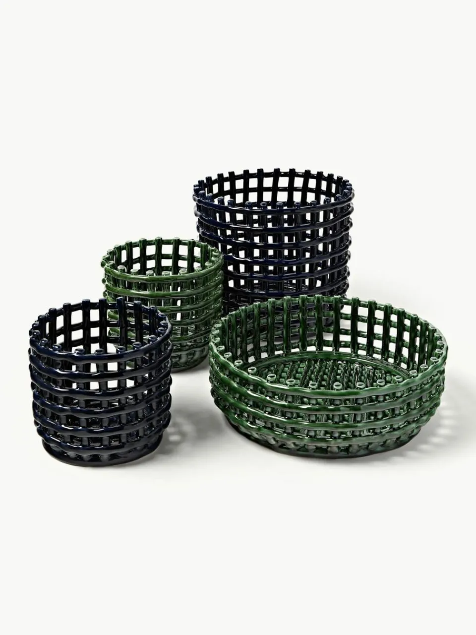 ferm LIVING Handgefertigter Aufbewahrungskorb Nalan aus Keramik, H 21 cm
