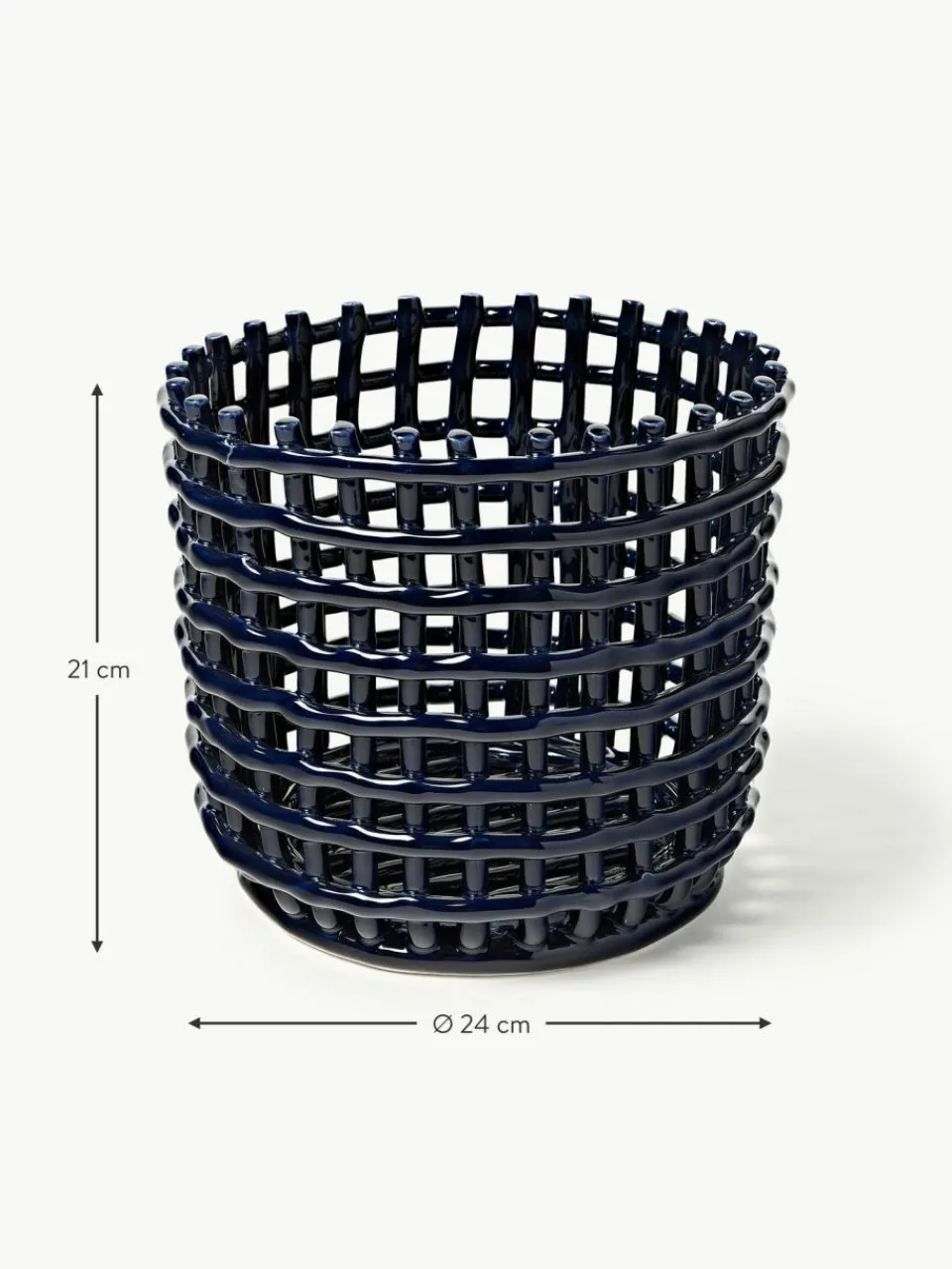 ferm LIVING Handgefertigter Aufbewahrungskorb Nalan aus Keramik, H 21 cm