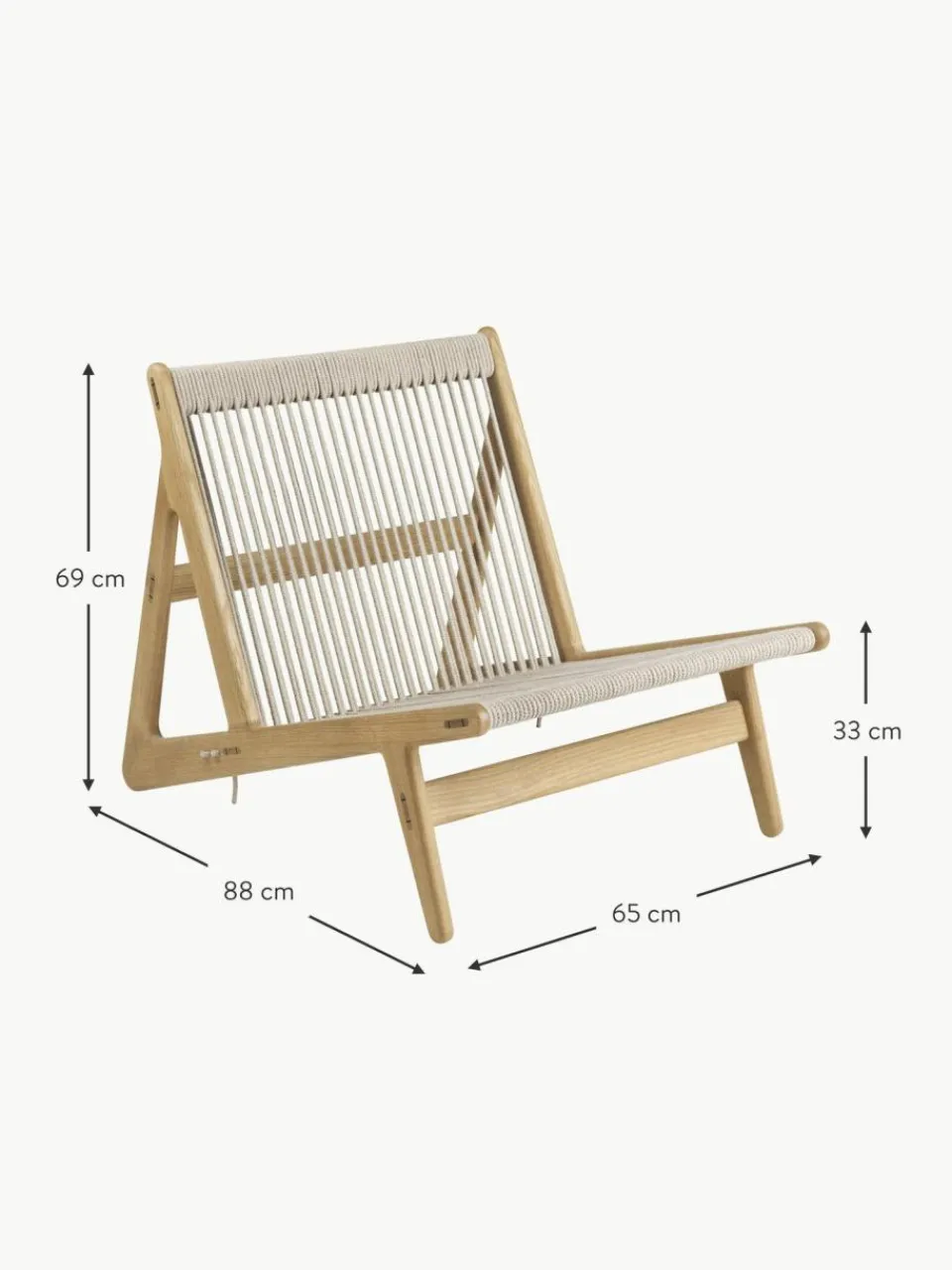 GUBI Handgefertigter Loungesessel MR01 Initial aus Eichenholz mit Sitzkissen