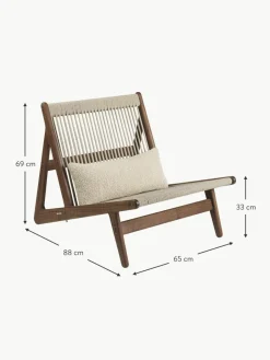 GUBI Handgefertigter Loungesessel MR01 Initial aus Walnussholz mit Sitzkissen