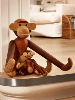 Kinder Kay Bojesen Handgefertigtes Deko-Objekt Monkey aus Teakholz, H 19 cm