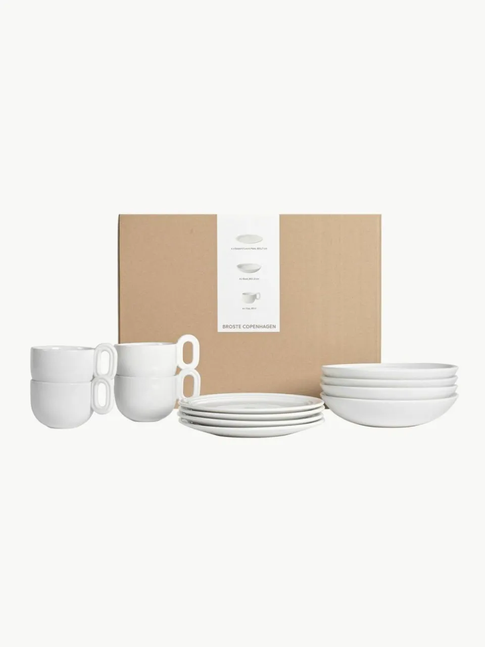 Broste Copenhagen Handgefertigtes Frühstücks-Set Stevns, 4 Personen (12-tlg.)