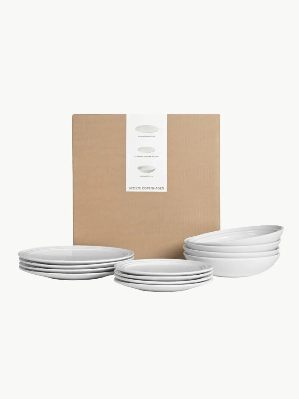 Broste Copenhagen Handgefertigtes Geschirr-Set Stevns, 4 Personen (12-tlg.)