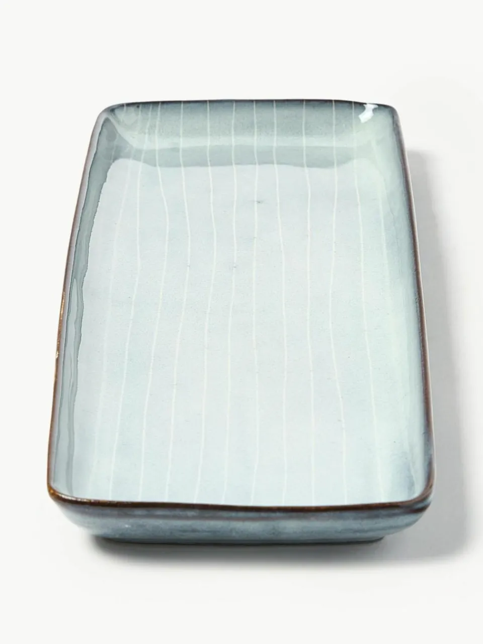 Broste Copenhagen Handgemachte Servierplatte Nordic Sea, L 35 cm