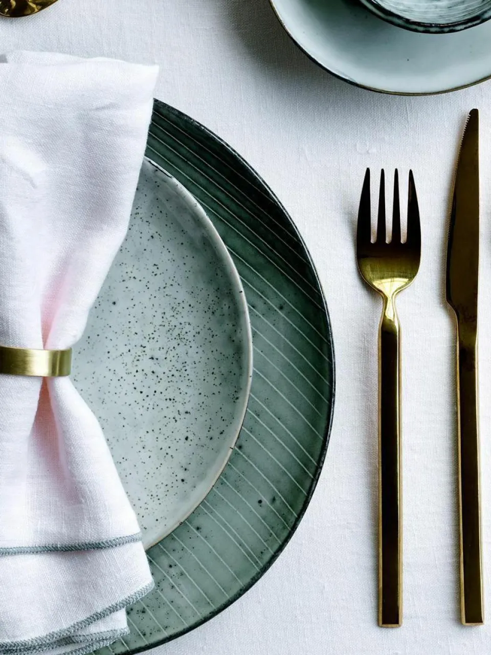 Broste Copenhagen Handgemachte Speiseteller Nordic Sea, 4 Stück