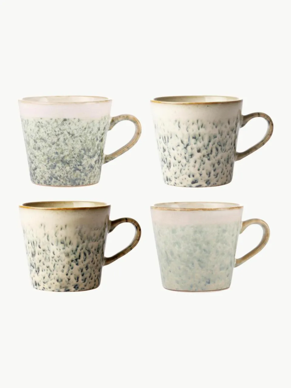 HKLIVING Handgemachte Tassen 70's, 4er-Set