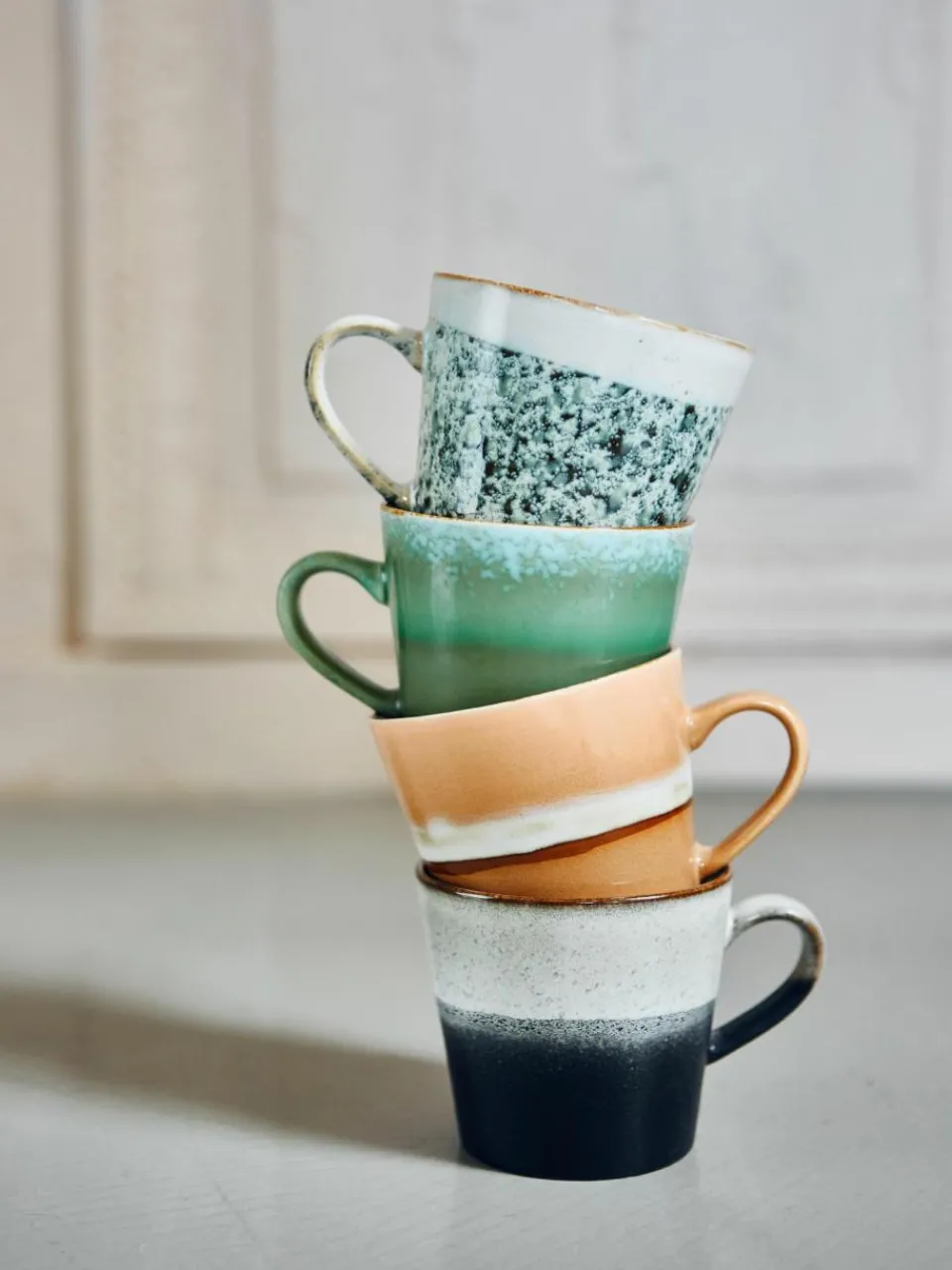 HKLIVING Handgemachte Tassen 70's, 4er-Set