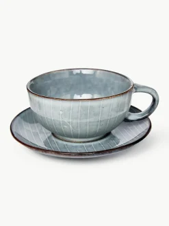 Broste Copenhagen Handgemachte Teetasse Nordic Sea mit Untertasse