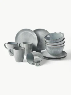 Broste Copenhagen Handgemachtes Frühstücks-Set Nordic Sea, 4 Personen (12-tlg.)