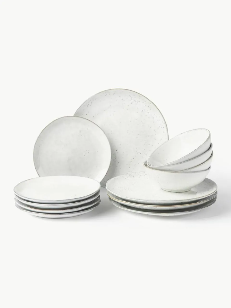 Broste Copenhagen Handgemachtes Geschirr-Set Nordic Sand, 4 Personen (12-tlg.)