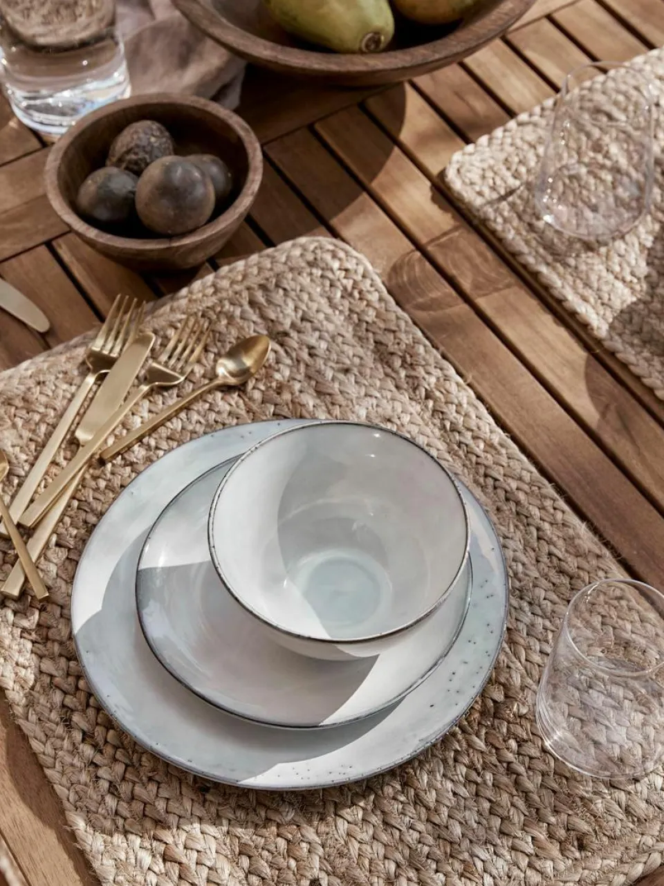 Broste Copenhagen Handgemachtes Geschirr-Set Nordic Sand, 4 Personen (12-tlg.)