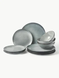 Broste Copenhagen Handgemachtes Geschirr-Set Nordic Sea, 4 Personen (12-tlg.)
