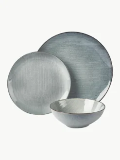 Broste Copenhagen Handgemachtes Geschirr-Set Nordic Sea, 4 Personen (12-tlg.)