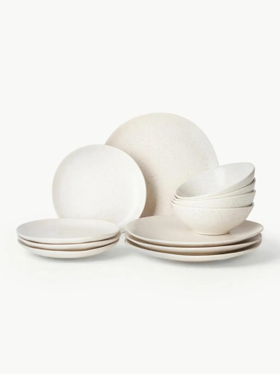 Broste Copenhagen Handgemachtes Geschirr-Set Nordic Vanilla, 4 Personen (12-tlg.)