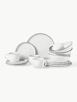 Broste Copenhagen Handgemachtes Porzellan-Frühstücks-Set Salt, 4 Personen (16-tlg.)