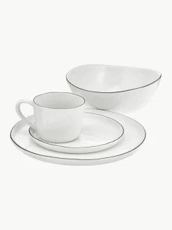 Broste Copenhagen Handgemachtes Porzellan-Frühstücks-Set Salt, 4 Personen (16-tlg.)