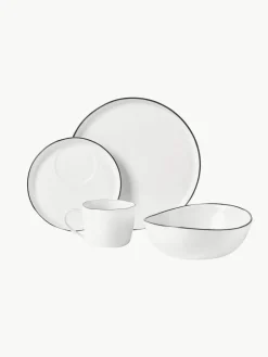 Broste Copenhagen Handgemachtes Porzellan-Frühstücks-Set Salt, 4 Personen (16-tlg.)