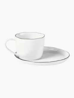 Broste Copenhagen Handgemachtes Porzellan-Frühstücks-Set Salt, 4 Personen (16-tlg.)