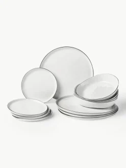Broste Copenhagen Handgemachtes Porzellan-Geschirr-Set Salt, 4 Personen (12-tlg.)