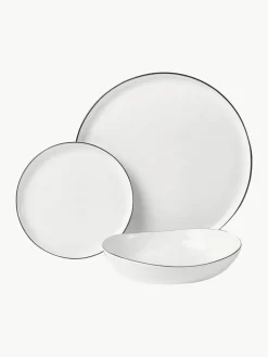 Broste Copenhagen Handgemachtes Porzellan-Geschirr-Set Salt, 4 Personen (12-tlg.)