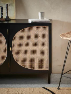 HKLIVING Handgemachtes Sideboard Lizzie aus Sungkai-Holz mit Wiener-Geflecht