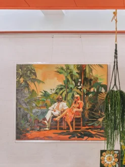 HKLIVING Handgemaltes Leinwandbild Higher mit Holzrahmen