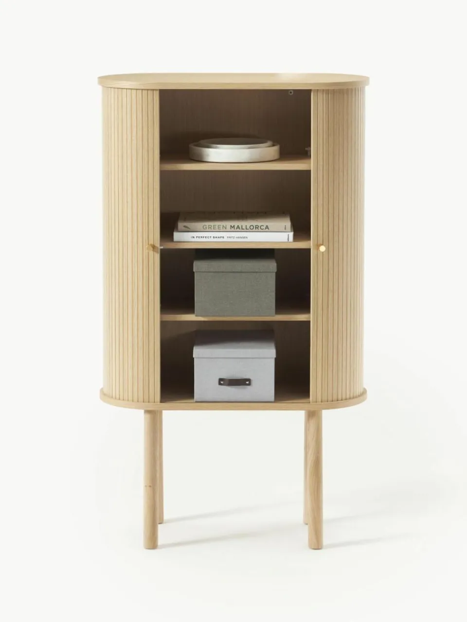 Westwing Collection Highboard Calary mit geriffelter Front