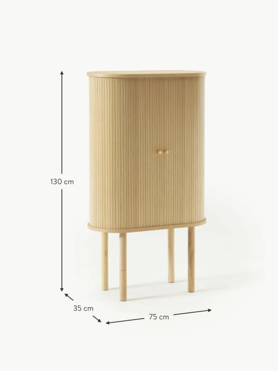 Westwing Collection Highboard Calary mit geriffelter Front
