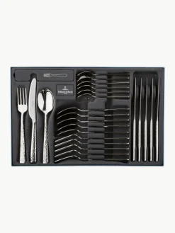 Villeroy & Boch Hochglanzpoliertes Besteck-Set Blacksmith mit gehämmerten Griffen, 6 Personen (30-tlg.)