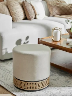 Westwing Collection Hocker Mara mit Wiener Geflecht