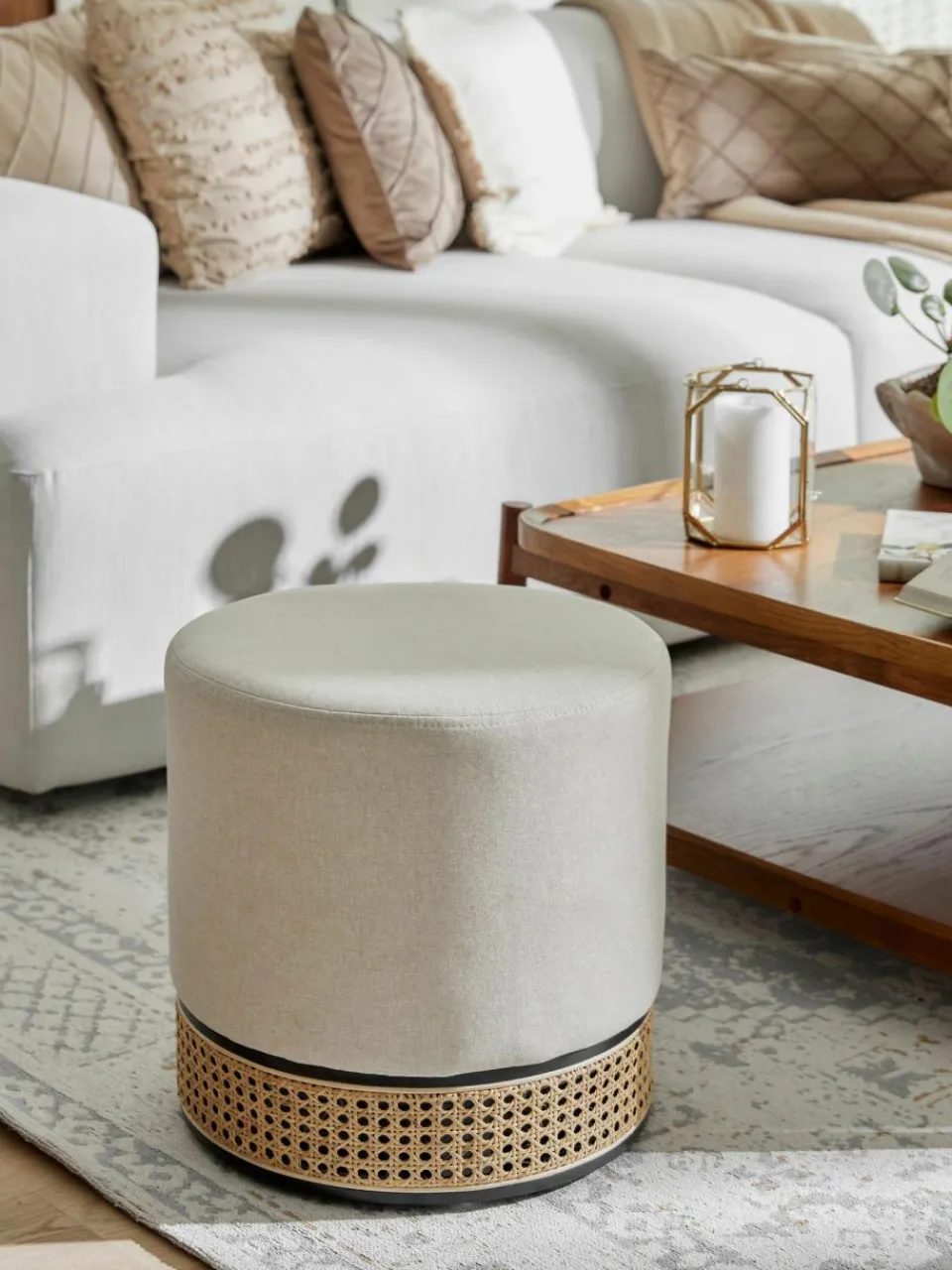 Westwing Collection Hocker Mara mit Wiener Geflecht