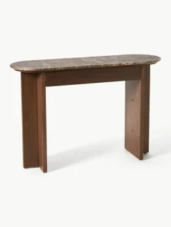 Westwing Collection Holz-Konsole Zumi mit Marmorplatte und Schublade