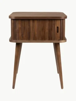 Zuiver Holz-Nachttisch Barbier mit Rolltür und geriffelter Front