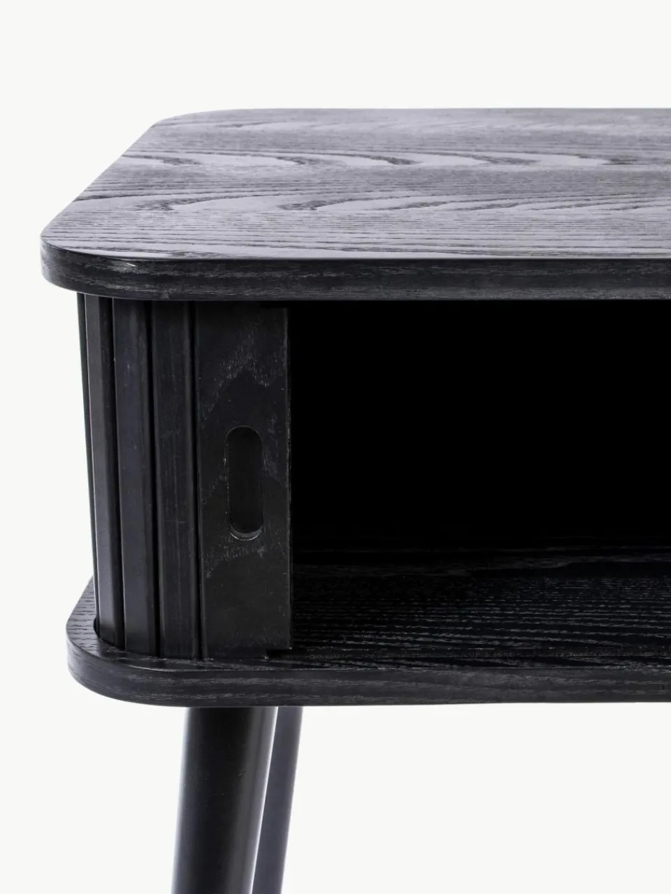 Zuiver Holz-Nachttisch Barbier mit Rolltür und geriffelter Front