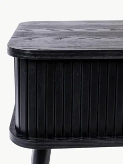 Zuiver Holz-Nachttisch Barbier mit Rolltür und geriffelter Front