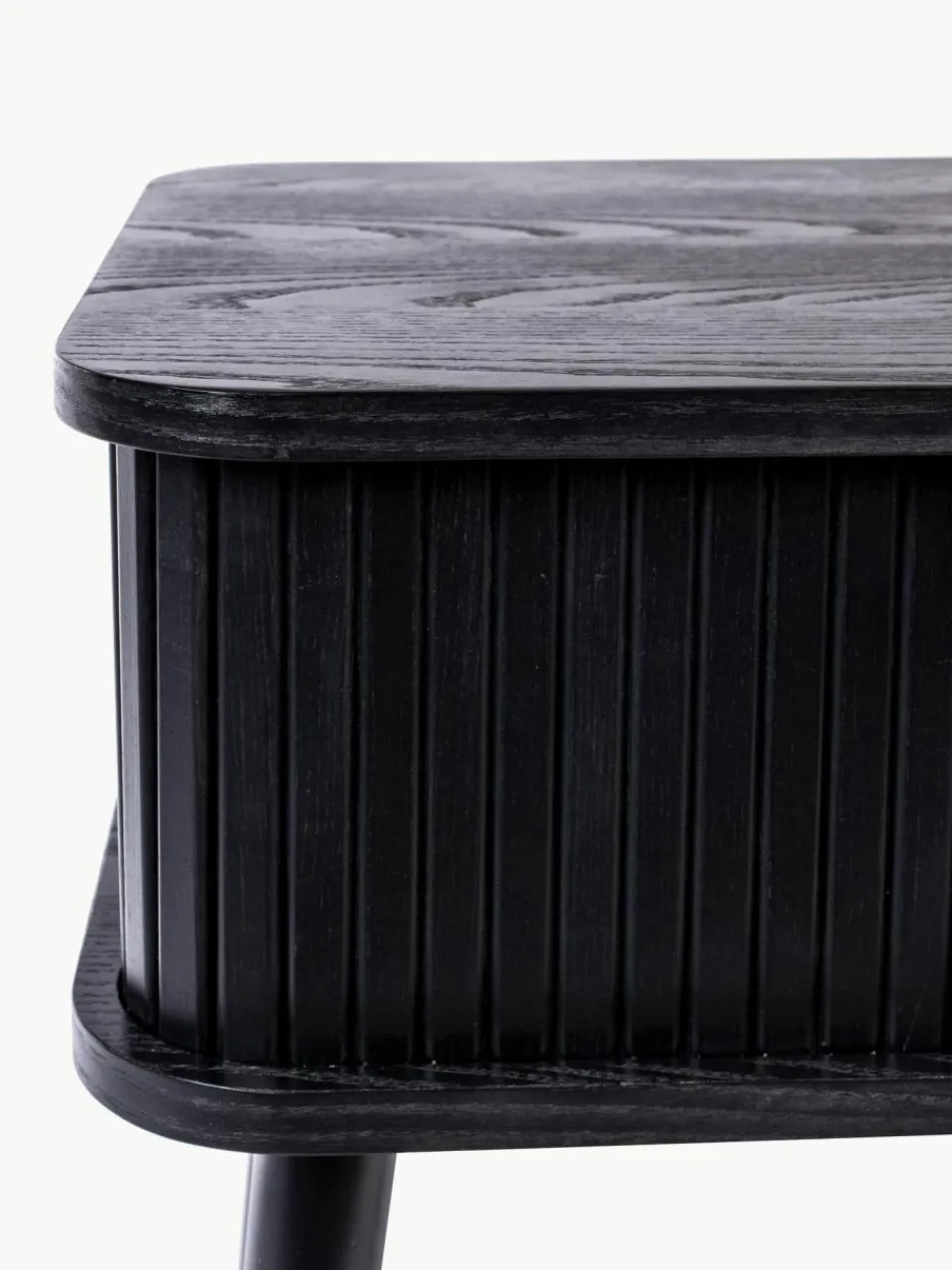 Zuiver Holz-Nachttisch Barbier mit Rolltür und geriffelter Front