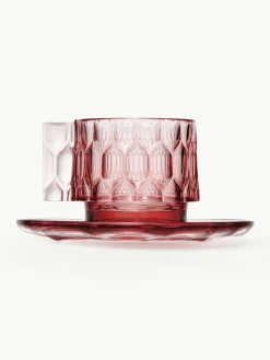 Kartell Kaffeetassen mit Untertassen Jellies mit Strukturmuster, 4 Stück