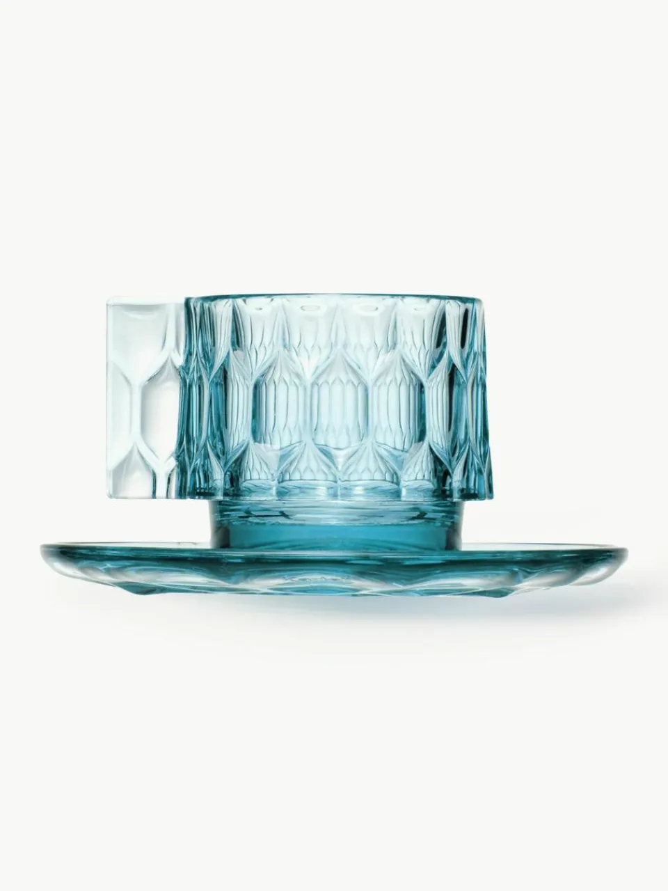 Kartell Kaffeetassen mit Untertassen Jellies mit Strukturmuster, 4 Stück