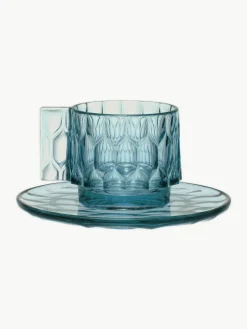 Kartell Kaffeetassen mit Untertassen Jellies mit Strukturmuster, 4 Stück