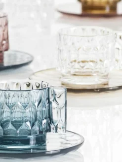 Kartell Kaffeetassen mit Untertassen Jellies mit Strukturmuster, 4 Stück