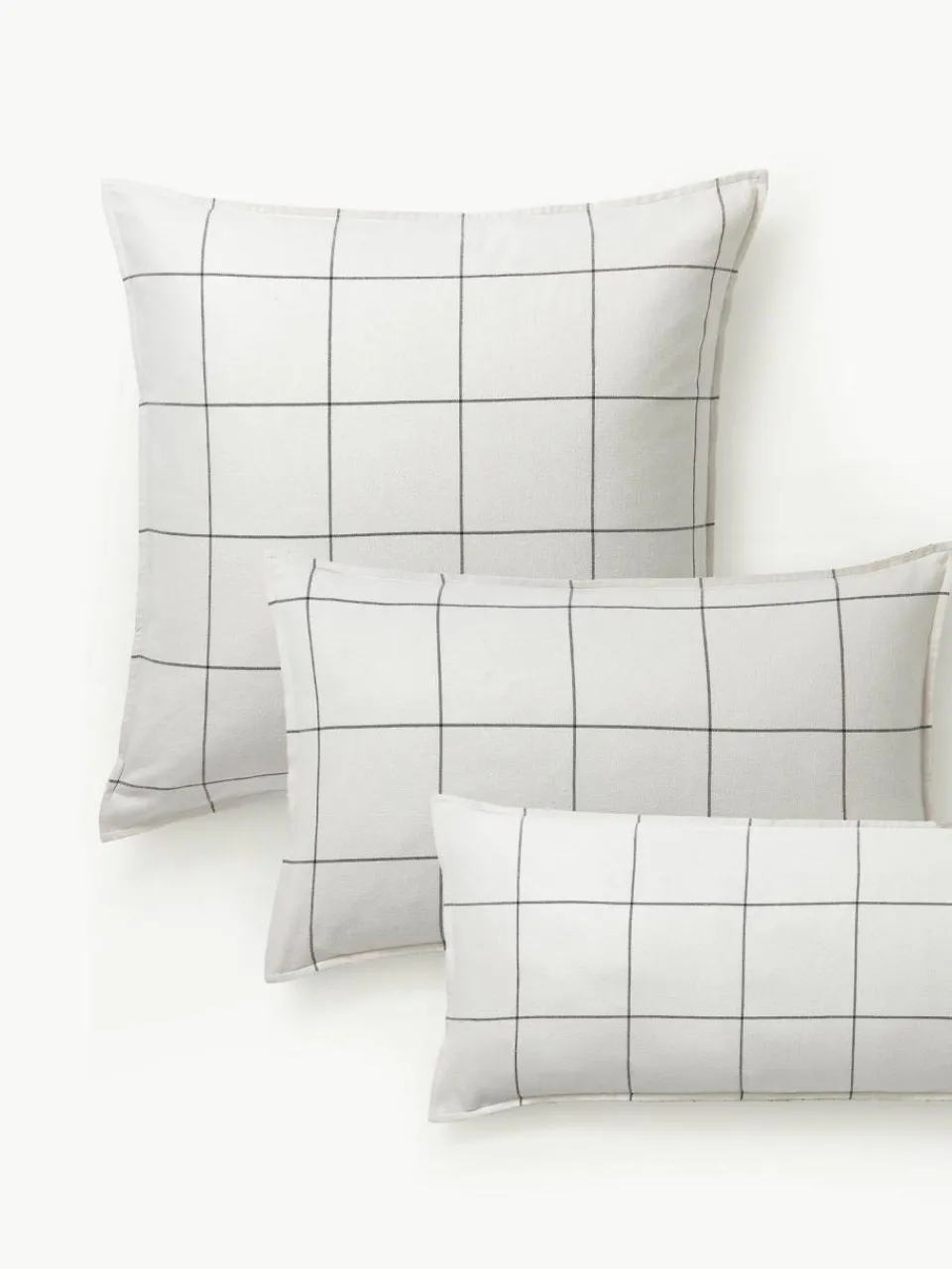 Westwing Collection Karierter Flanell-Wendekopfkissenbezug Noelle aus Baumwolle