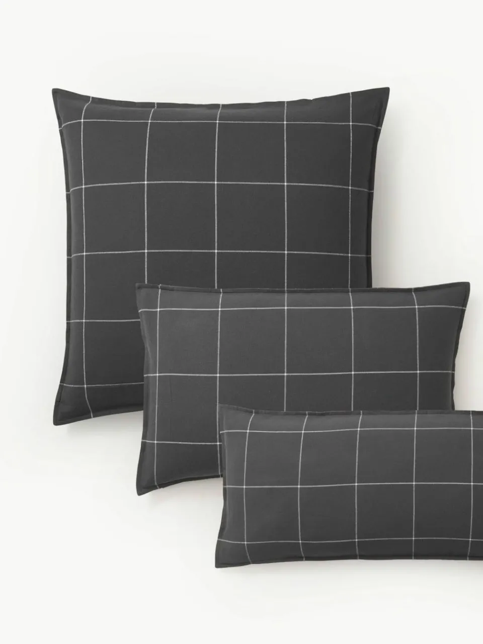 Westwing Collection Karierter Flanell-Wendekopfkissenbezug Noelle aus Baumwolle