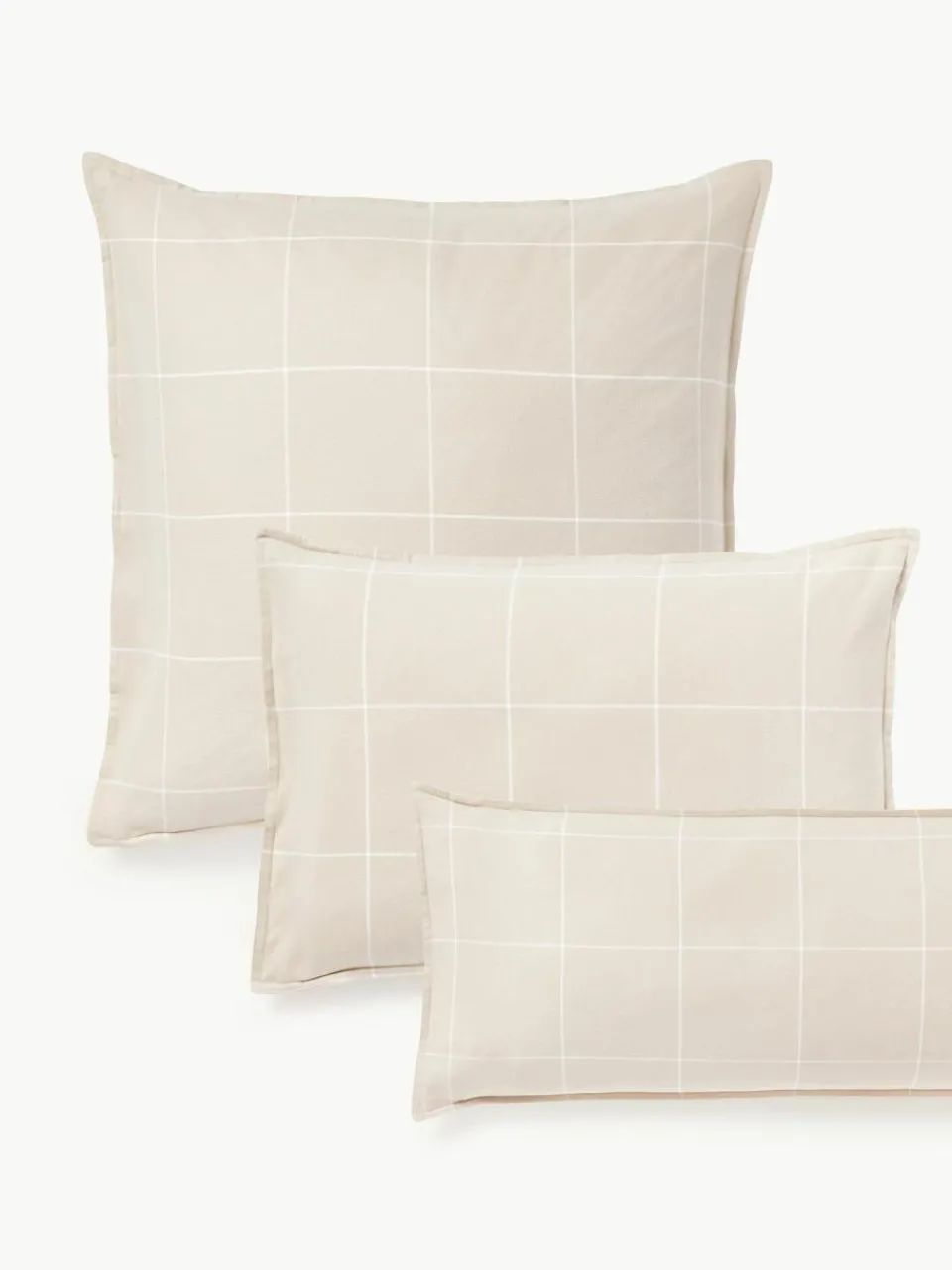 Westwing Collection Karierter Flanell-Wendekopfkissenbezug Noelle aus Baumwolle