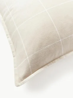 Westwing Collection Karierter Flanell-Wendekopfkissenbezug Noelle aus Baumwolle