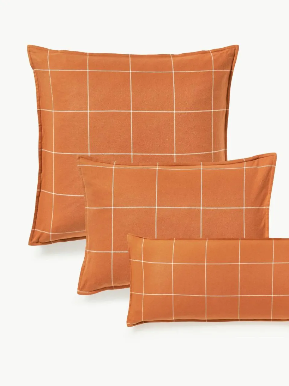 Westwing Collection Karierter Flanell-Wendekopfkissenbezug Noelle aus Baumwolle